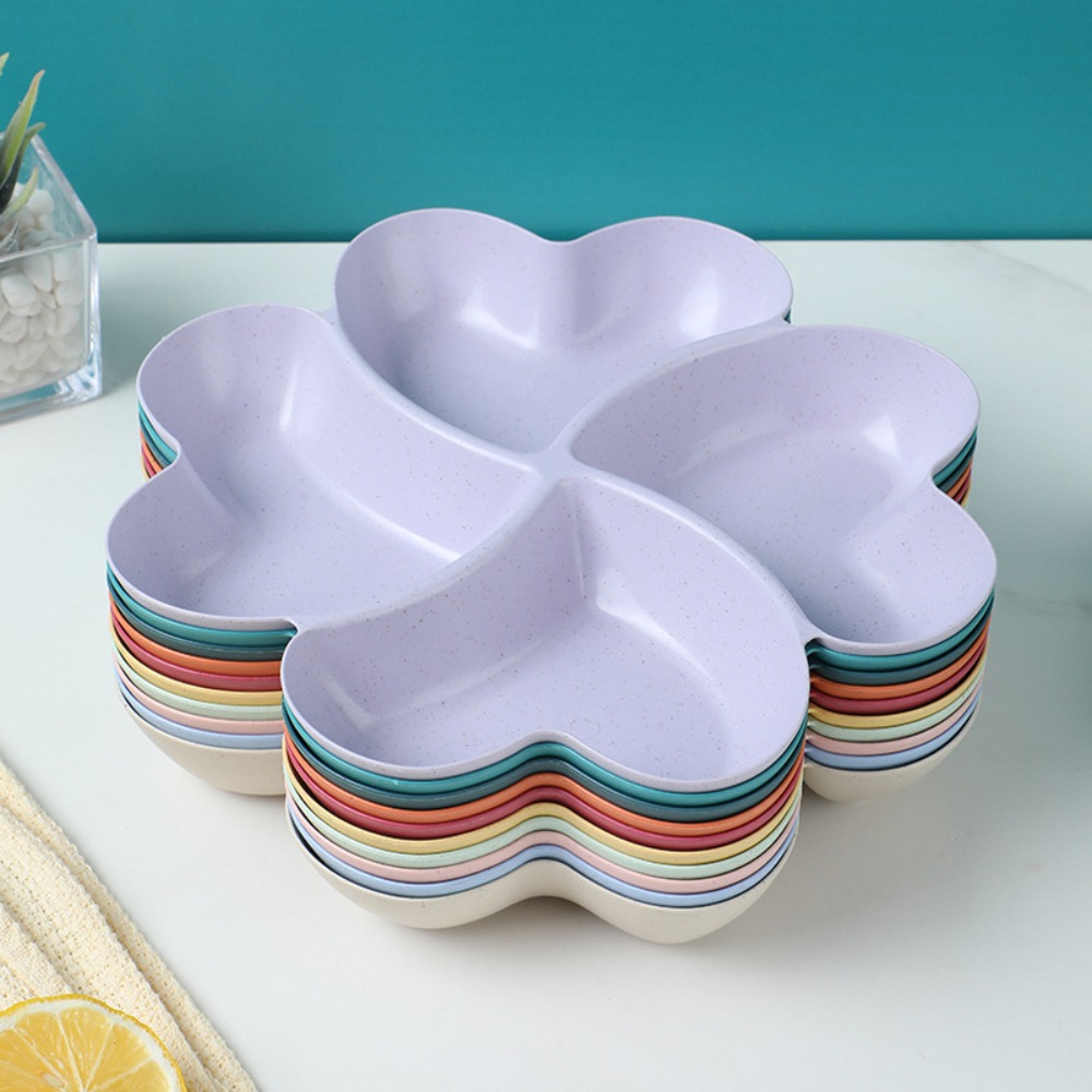 Food Platter Snacks - 4-Compartment Appetizer Serving Platter Four Leaf