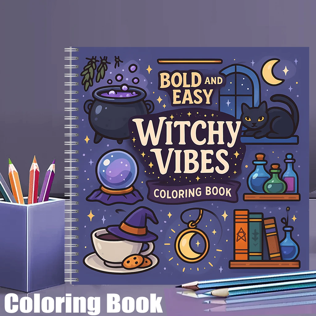 Food And Snacks Coloring Book - Easy Witchy Vibes Coloring Book for