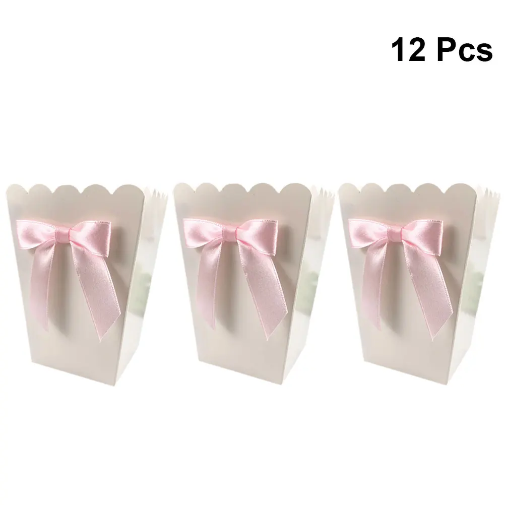 12pcs Pink Bow Popcorn Box Par - Food Snacks For Baby Shower 评论和价格
