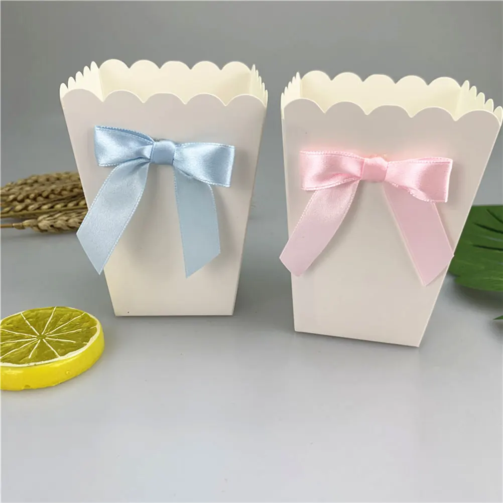 12pcs Pink Bow Popcorn Box Par - Food Snacks For Baby Shower 评论和价格