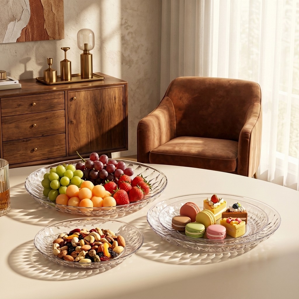 Clear Plastic Serving Tray Rou - Food Platter Snacks 评论和价格