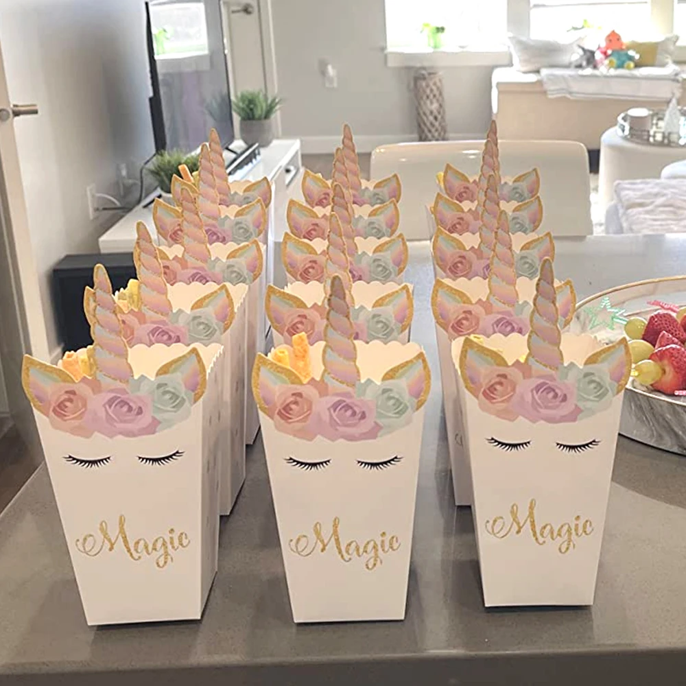 6/12pcs Unicorn Popcorn Box Un - Food Snacks For Baby Shower 评论和价格