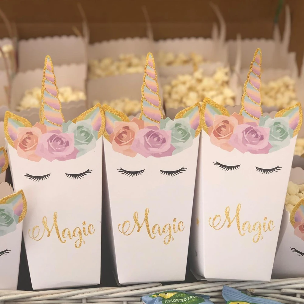 6/12pcs Unicorn Popcorn Box Un - Food Snacks For Baby Shower 评论和价格