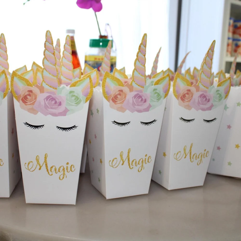 6/12pcs Unicorn Popcorn Box Un - Food Snacks For Baby Shower 评论和价格